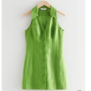 & Other Stories Green Linen Dress